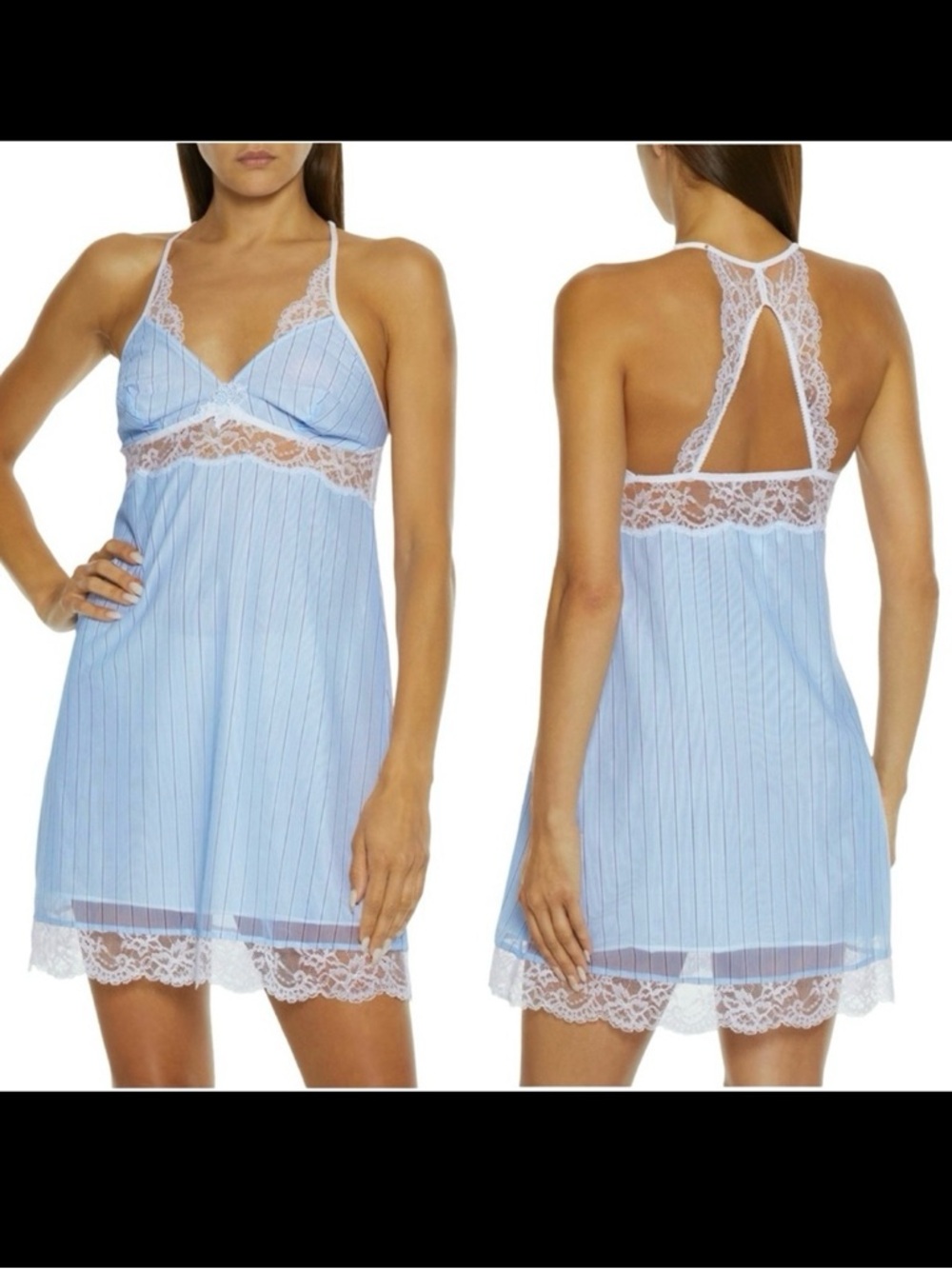NWT LISE CHARMEL “Dandy Nautique” Lace Trim Chemise Nightie Baby Doll Lingerie S